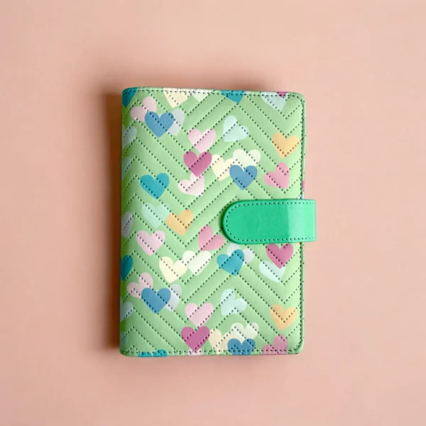 7-2 Pastelowy organizer budżetowy A6 w serduszka – zielony